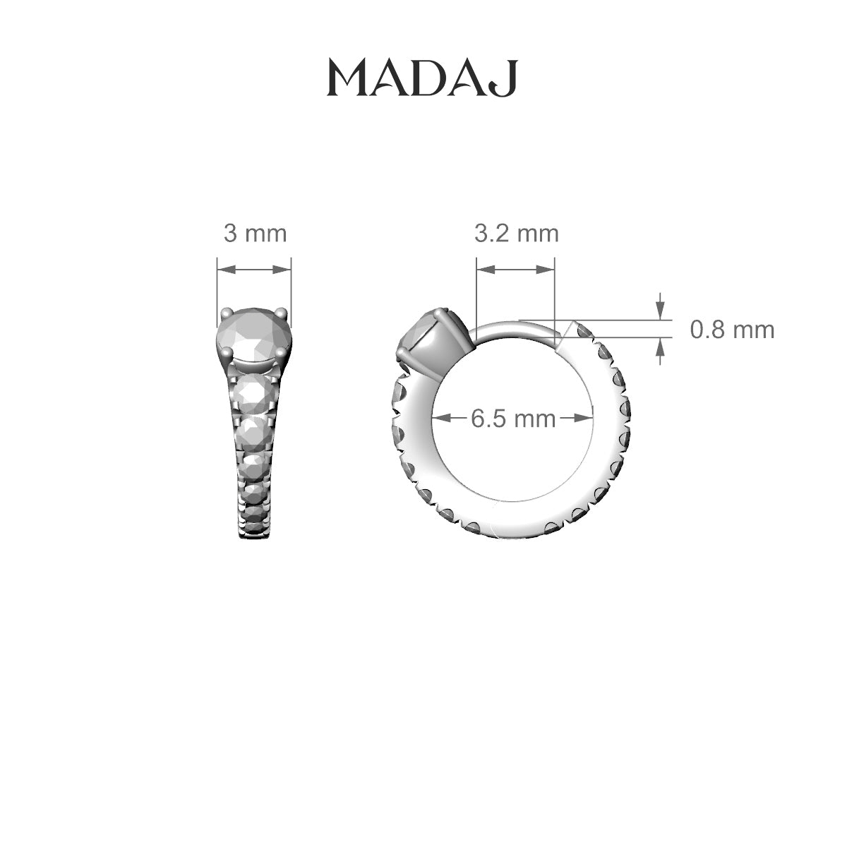 Sita | 18k White Gold 6.5 mm Round Emerald & Diamond Hoop Piercing