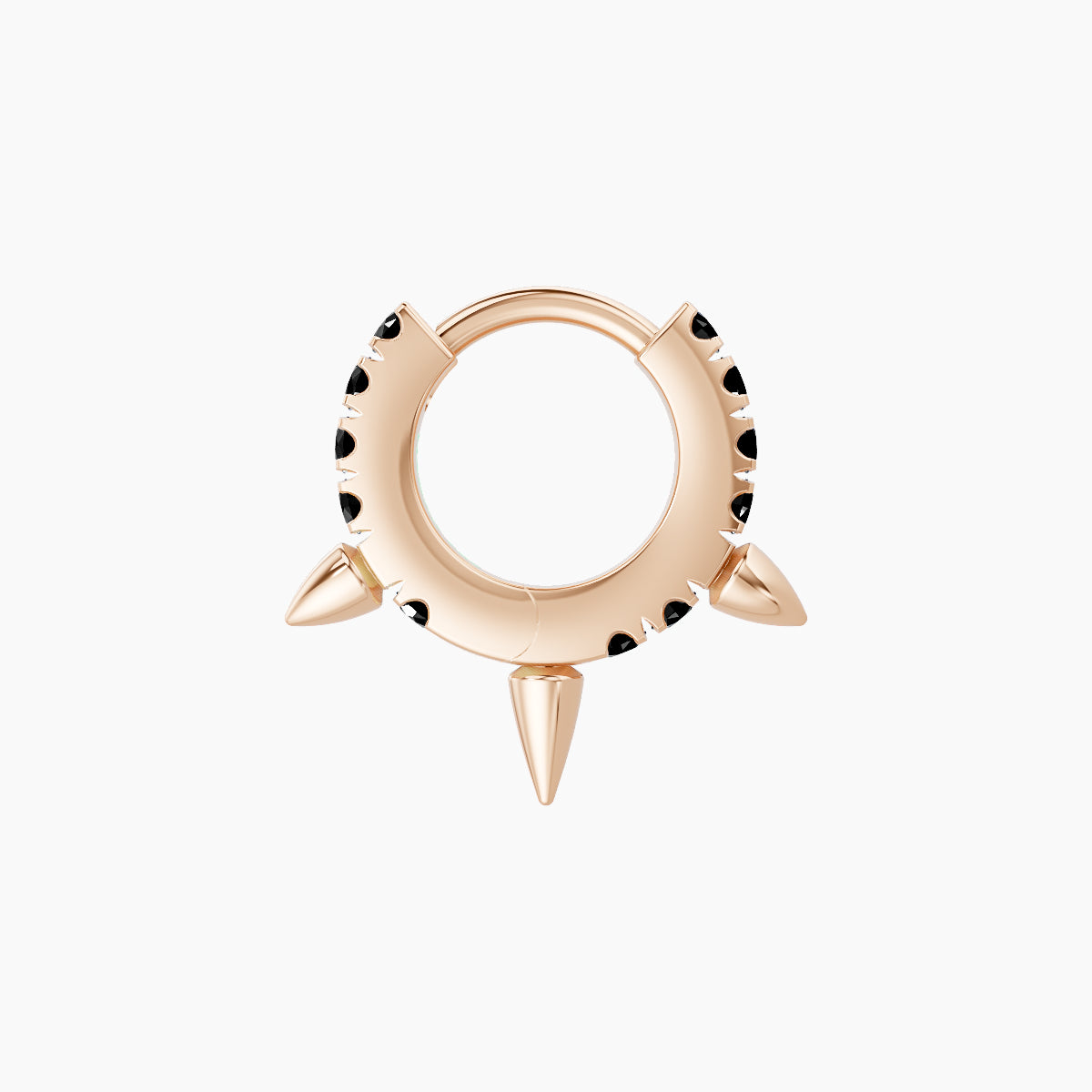 Skade | 18k Rose Gold 5 mm Spike Black Diamond Hoop Piercing
