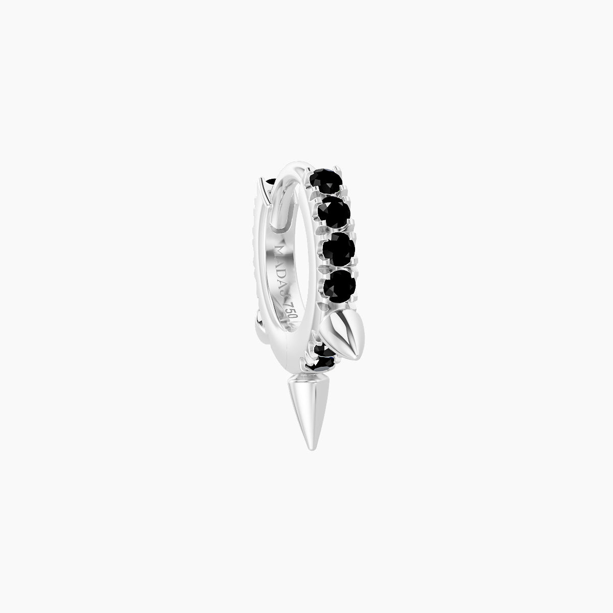 Skade | 18k White Gold 5 mm Spike Black Diamond Hoop Piercing
