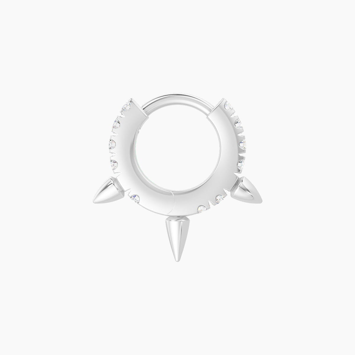 Skade | 18k White Gold 5 mm Spike Diamond Hoop Piercing