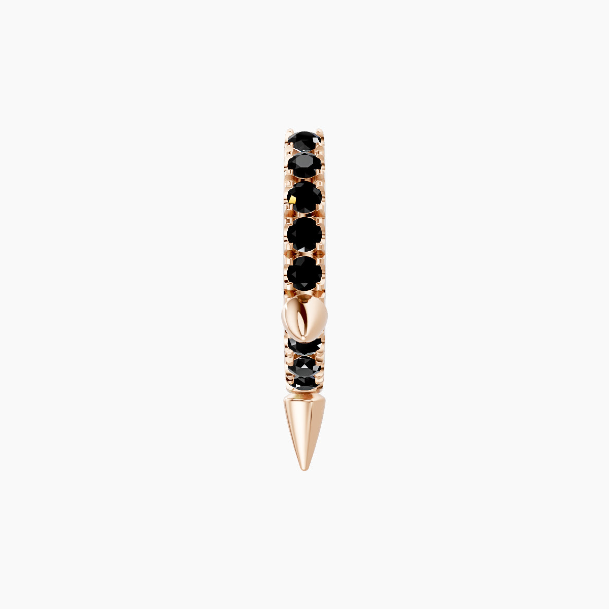 Skade | 18k Rose Gold 6.5 mm Spike Black Diamond Hoop Piercing
