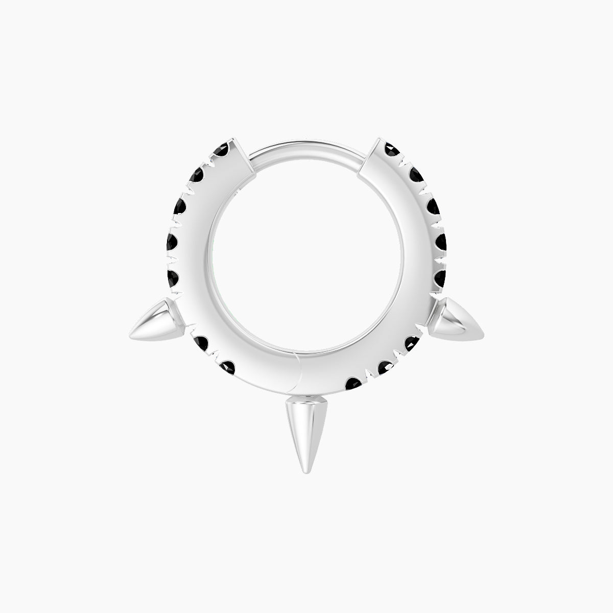 Skade | 18k White Gold 6.5 mm Spike Black Diamond Hoop Piercing
