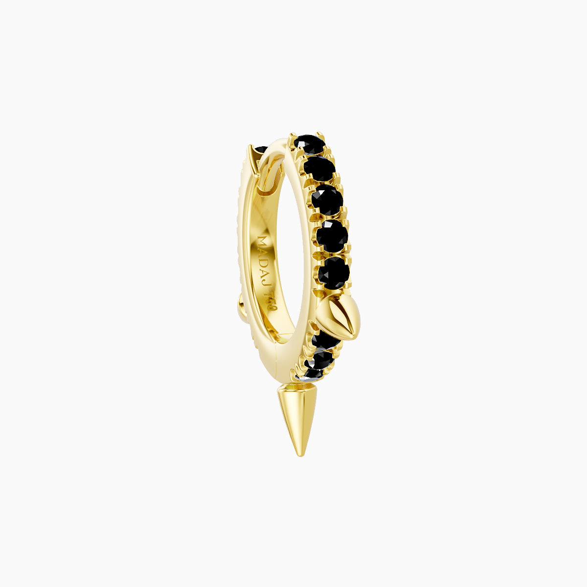Skade | 18k Yellow Gold 6.5 mm Spike Black Diamond Hoop Piercing