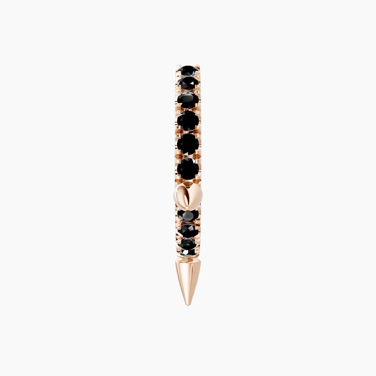 Skade | 18k Rose Gold 8 mm Spike Black Diamond Hoop Piercing