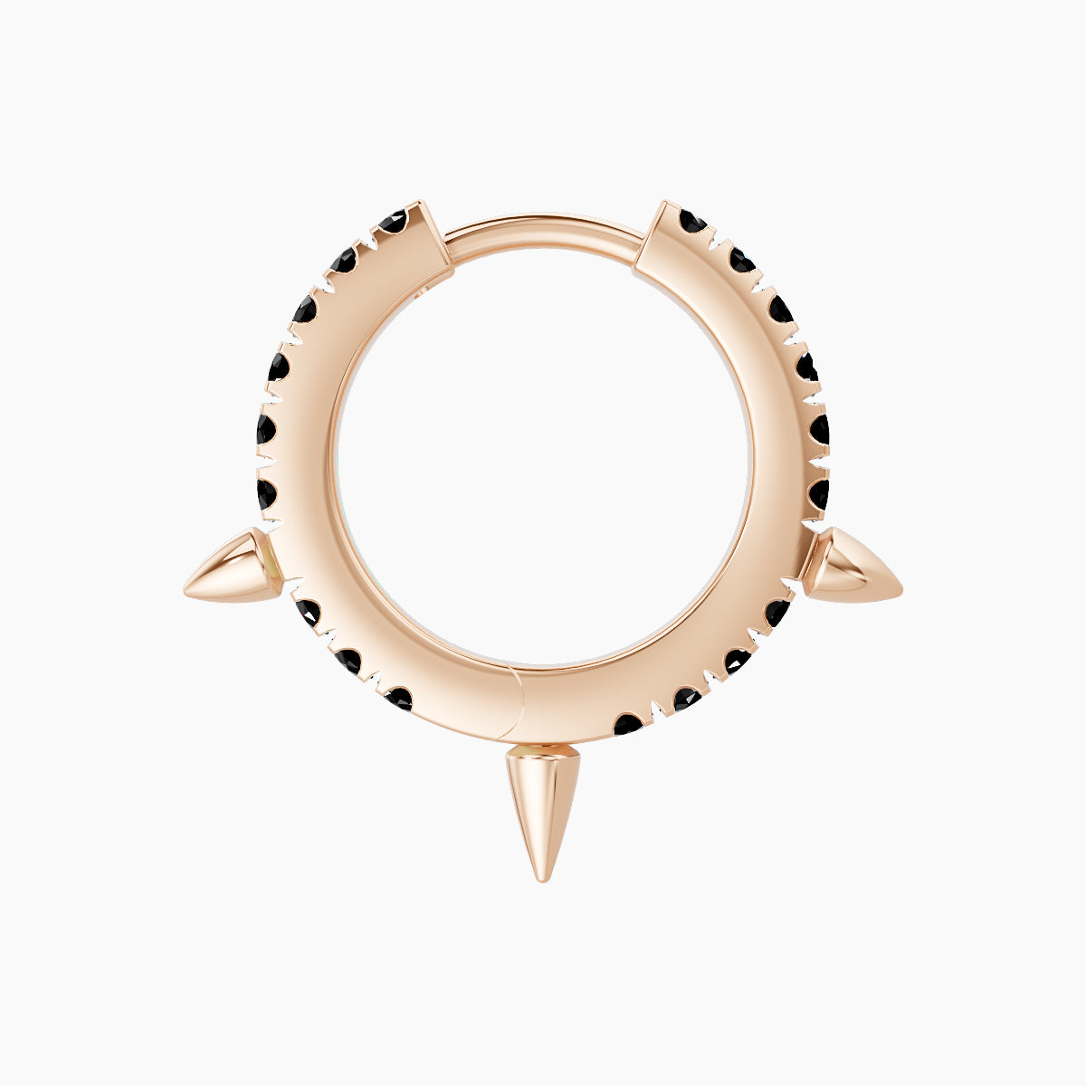 Skade | 18k Rose Gold 8 mm Spike Black Diamond Hoop Piercing