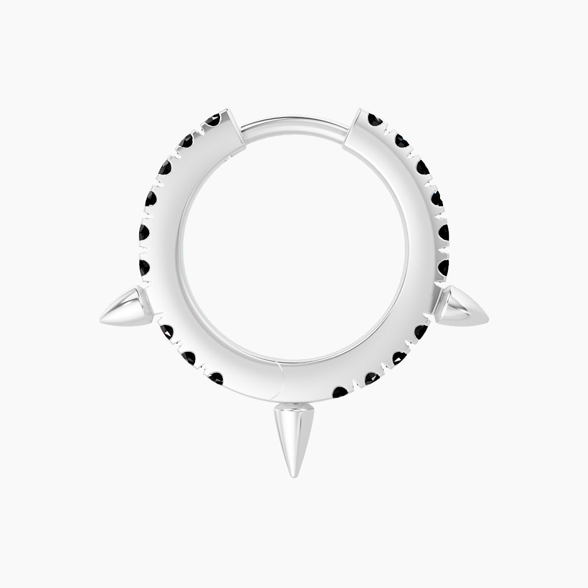 Skade | 18k White Gold 8 mm Spike Black Diamond Hoop Piercing