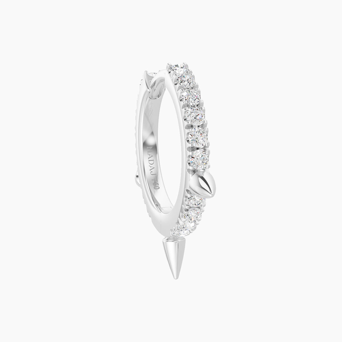 Skade | 18k White Gold 8 mm Spike Diamond Hoop Piercing