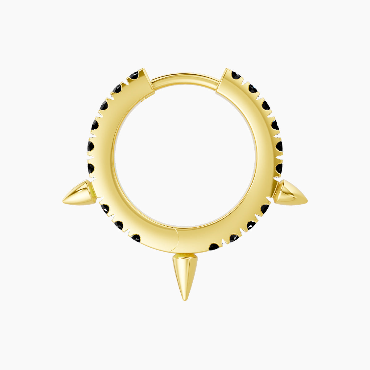 Skade | 18k Yellow Gold 8 mm Spike Black Diamond Hoop Piercing