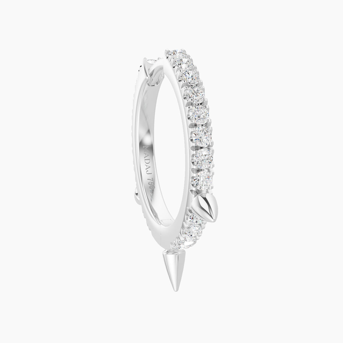Skade | 18k White Gold 9.5 mm Spike Diamond Hoop Piercing