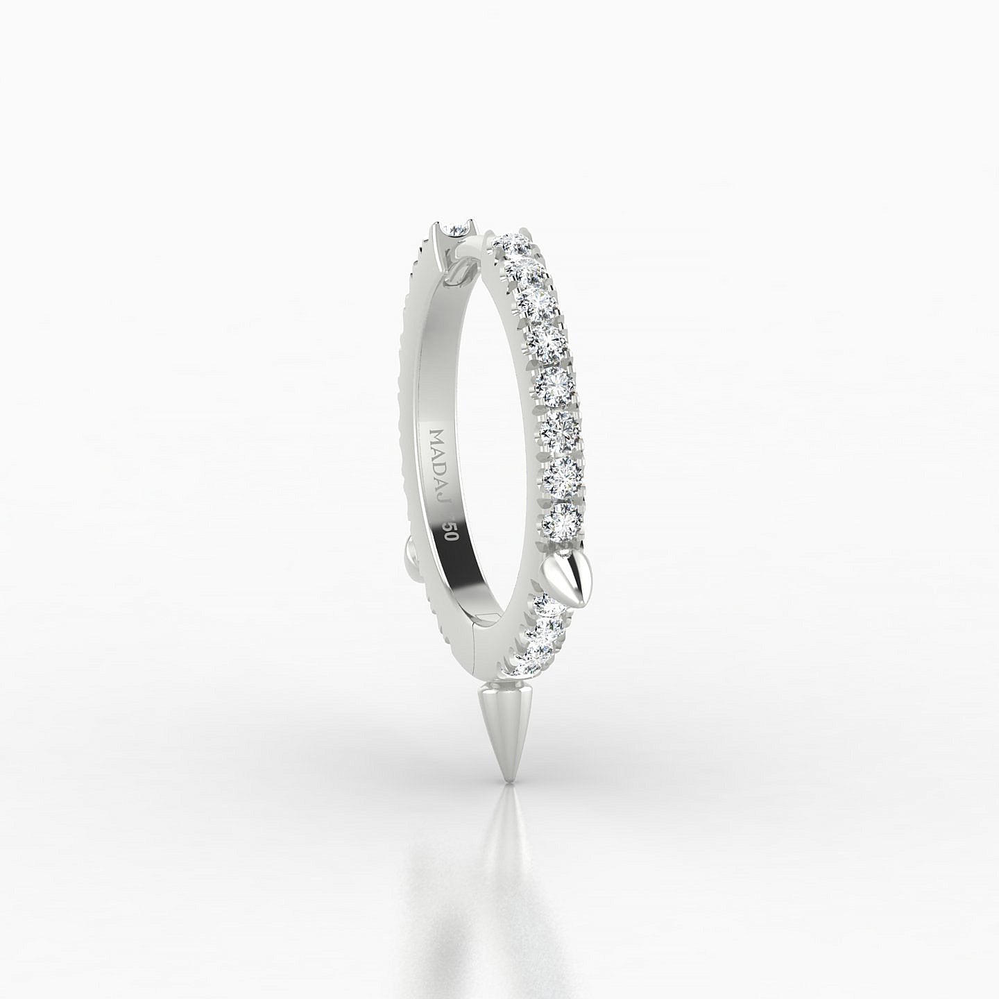 Skade | 18k White Gold 9.5 mm Spike Diamond Hoop Piercing