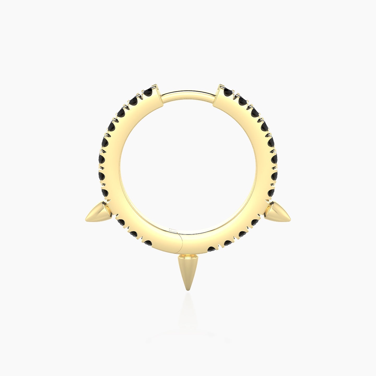 Skade | 18k Yellow Gold 9.5 mm Spike Black Diamond Hoop Piercing