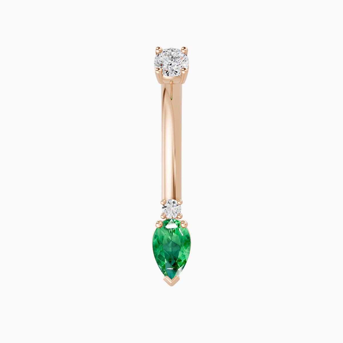 Skadi | 18k Rose Gold 7 mm 10 mm Emerald & Diamond Belly Piercing