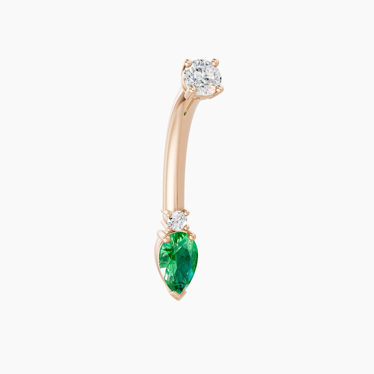 Skadi | 18k Rose Gold 7 mm 10 mm Emerald & Diamond Belly Piercing