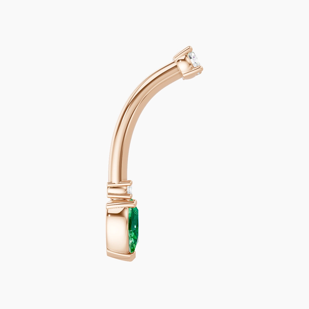 Skadi | 18k Rose Gold 7 mm 10 mm Emerald & Diamond Belly Piercing