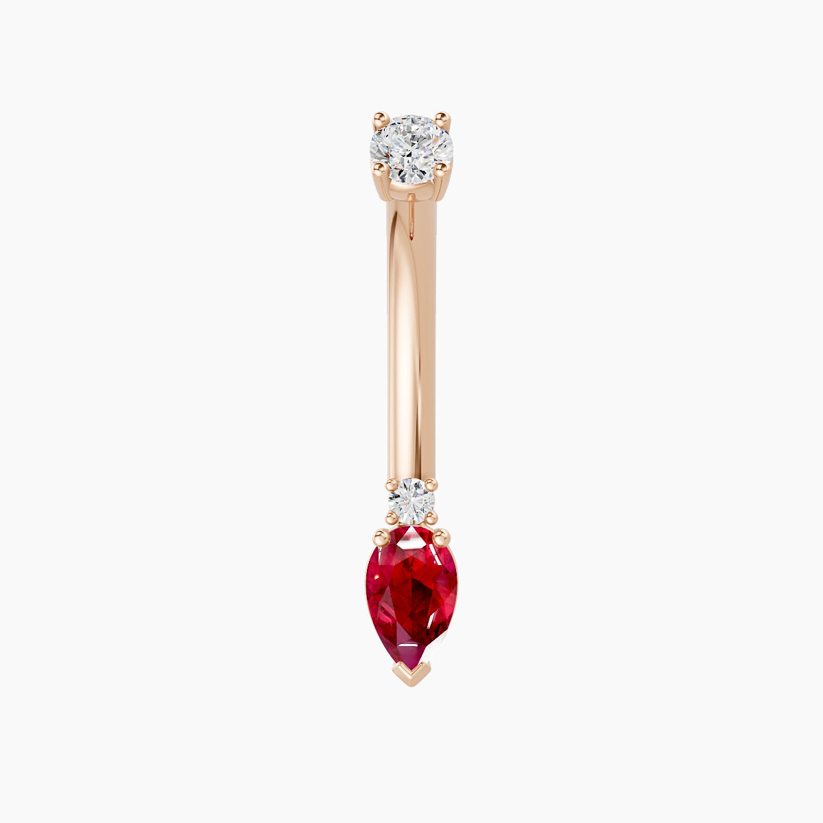 Skadi | 18k Rose Gold 7 mm 10 mm Ruby & Diamond Belly Piercing