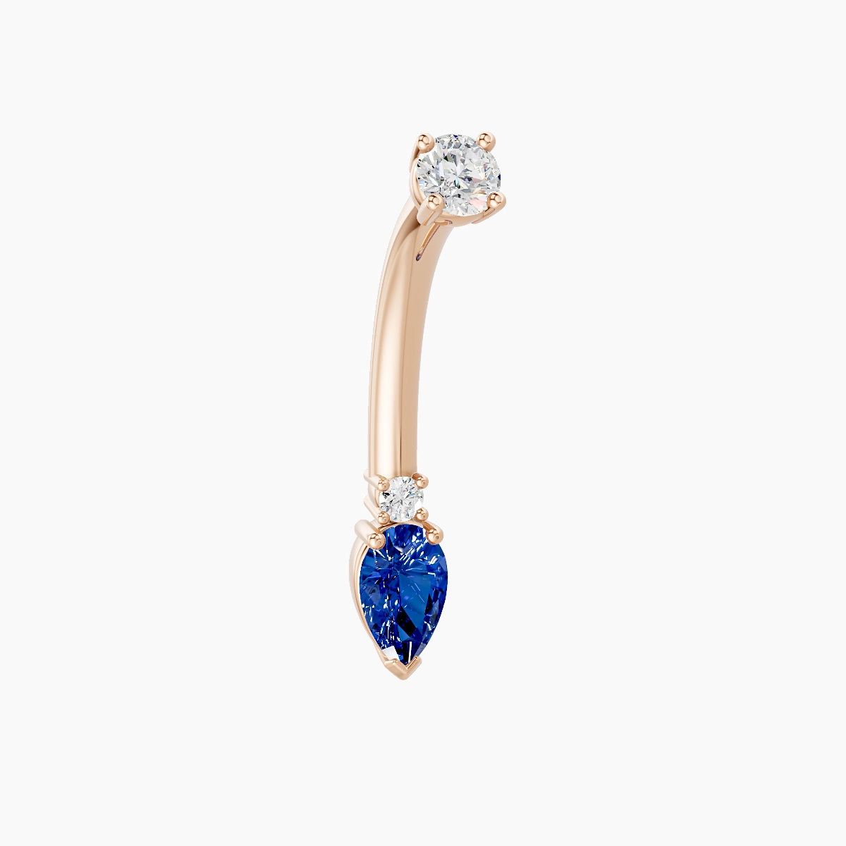 Skadi | 18k Rose Gold 7 mm 10 mm Sapphire & Diamond Belly Piercing