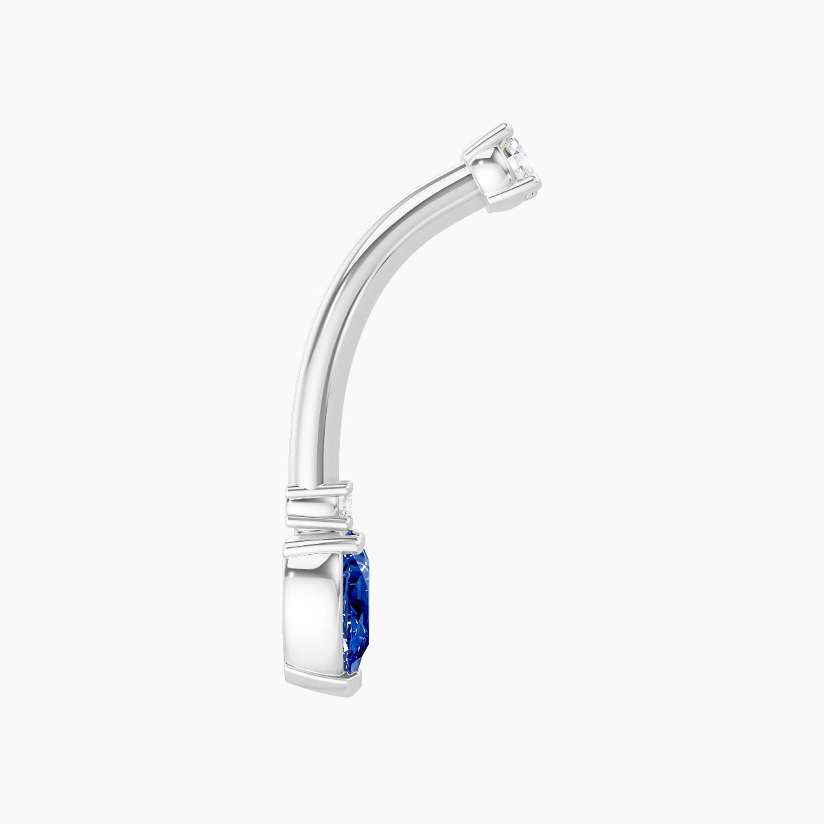 Skadi | 18k White Gold 7 mm 10 mm Sapphire & Diamond Belly Piercing