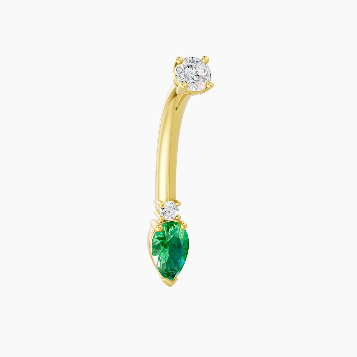 Skadi | 18k Yellow Gold 7 mm 10 mm Emerald & Diamond Belly Piercing