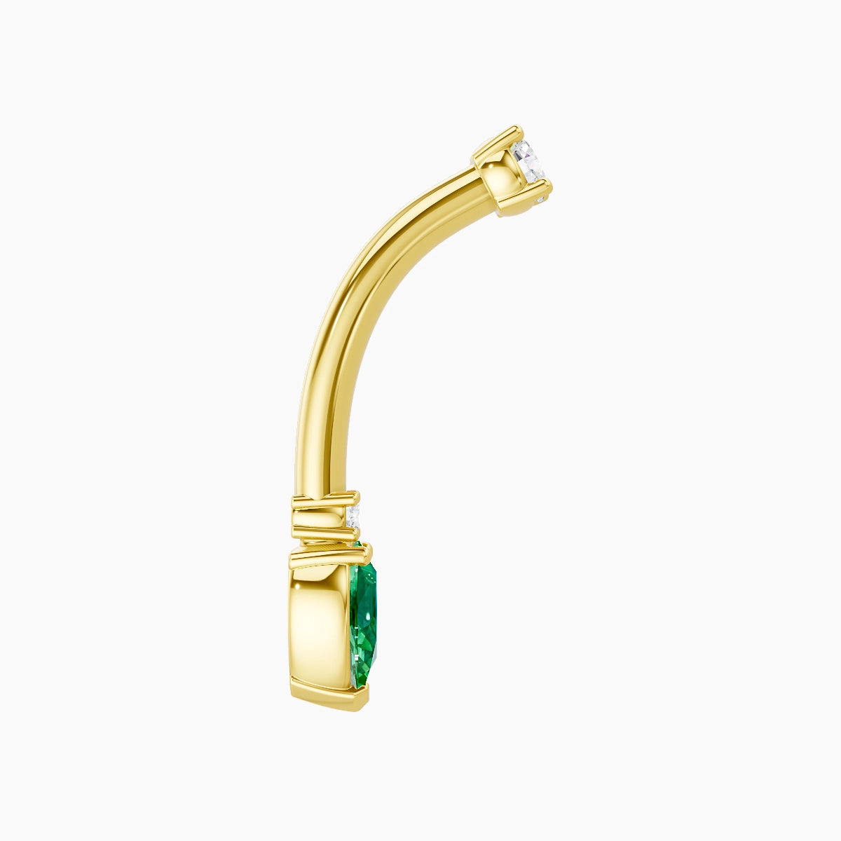Skadi | 18k Yellow Gold 7 mm 10 mm Emerald & Diamond Belly Piercing