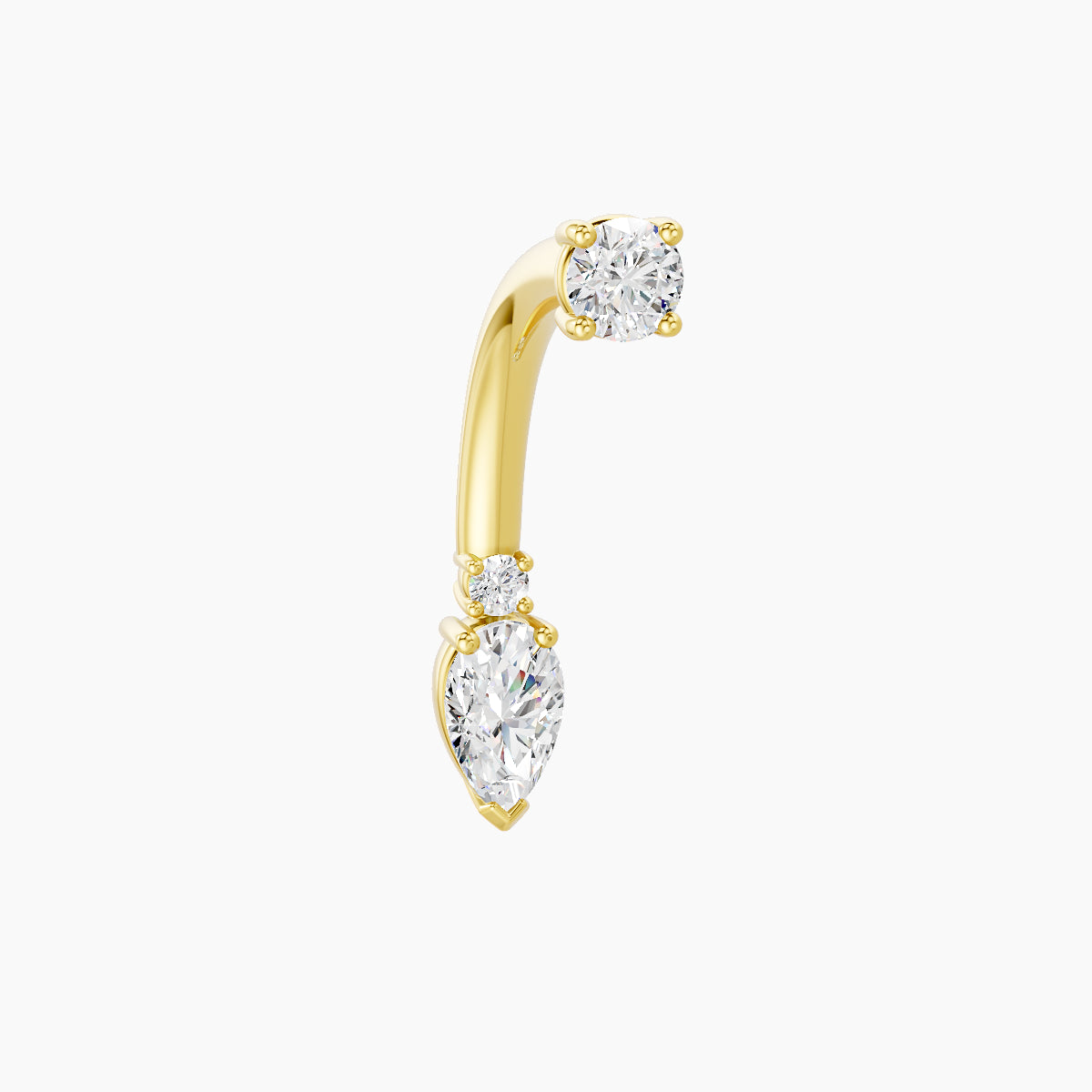Skadi | 18k Yellow Gold 7 mm 10 mm Diamond Navel Piercing
