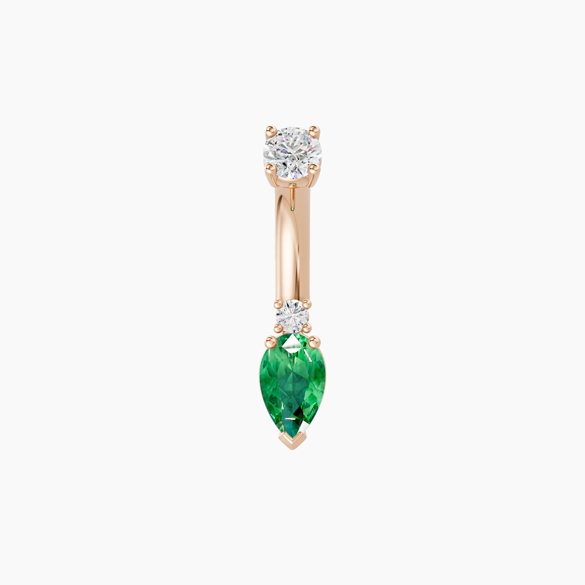Skadi | 18k Rose Gold 7 mm 6 mm Emerald & Diamond Belly Piercing