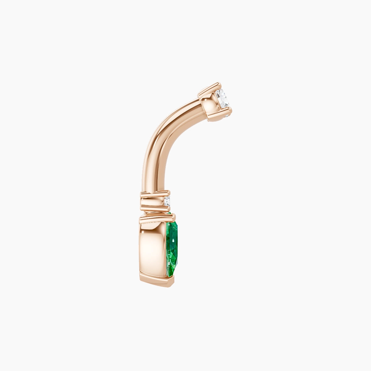 Skadi | 18k Rose Gold 7 mm 6 mm Emerald & Diamond Belly Piercing