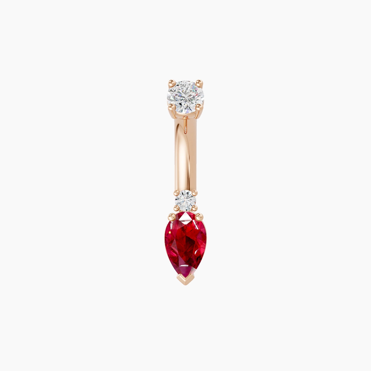 Skadi | 18k Rose Gold 7 mm 6 mm Ruby & Diamond Belly Piercing