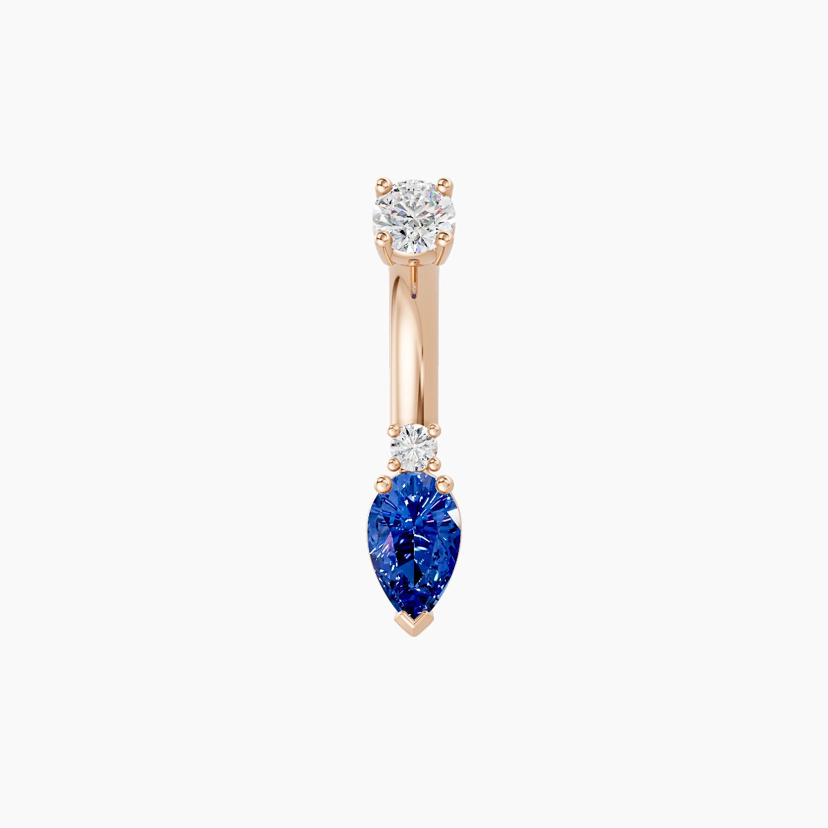 Skadi | 18k Rose Gold 7 mm 6 mm Sapphire & Diamond Belly Piercing