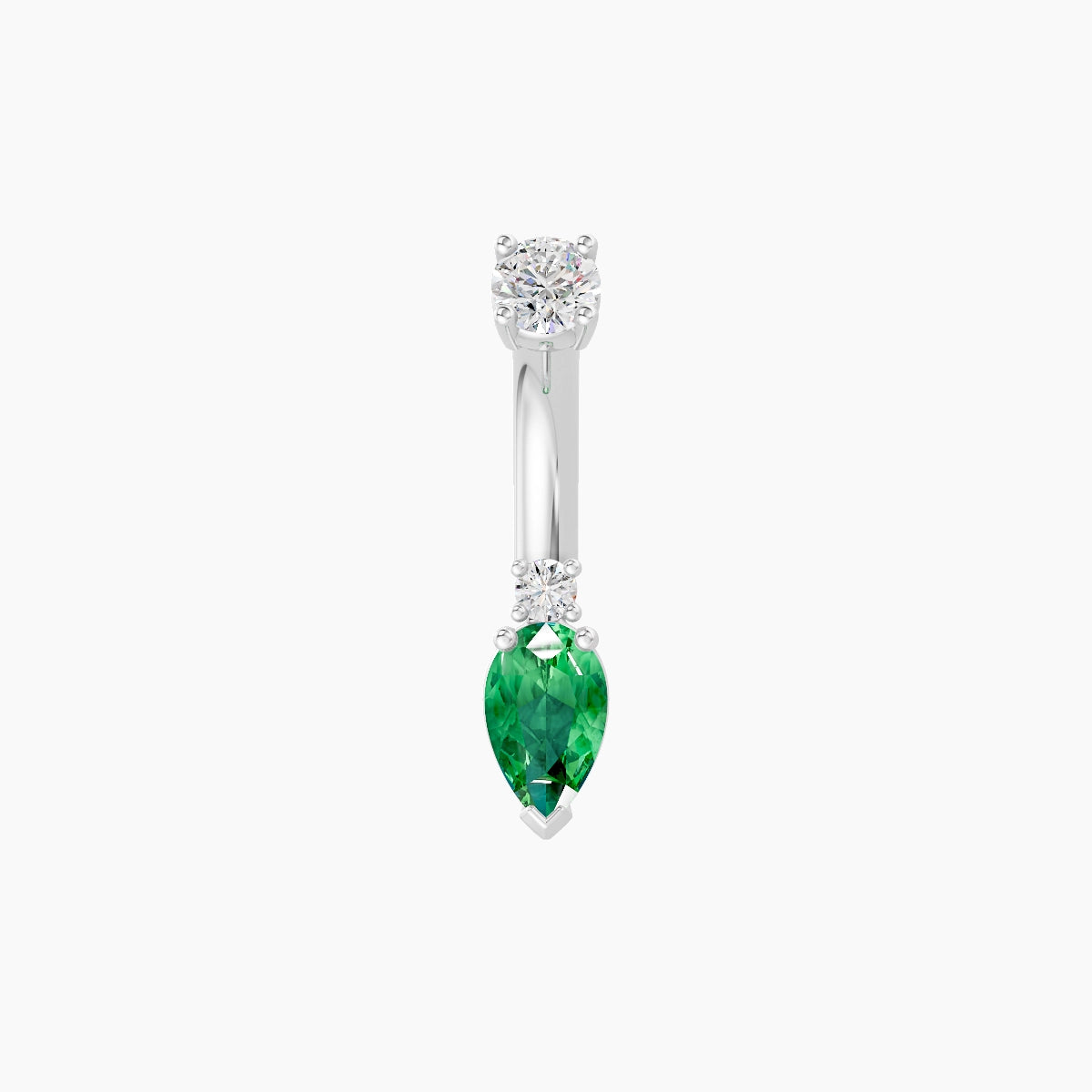 Skadi | 18k White Gold 7 mm 6 mm Emerald & Diamond Belly Piercing