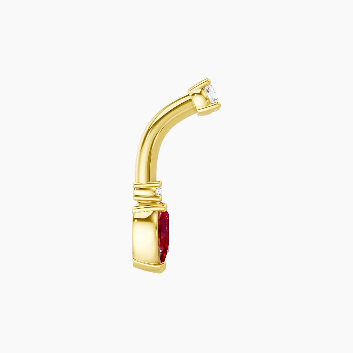 Skadi | 18k Yellow Gold 7 mm 6 mm Ruby & Diamond Belly Piercing