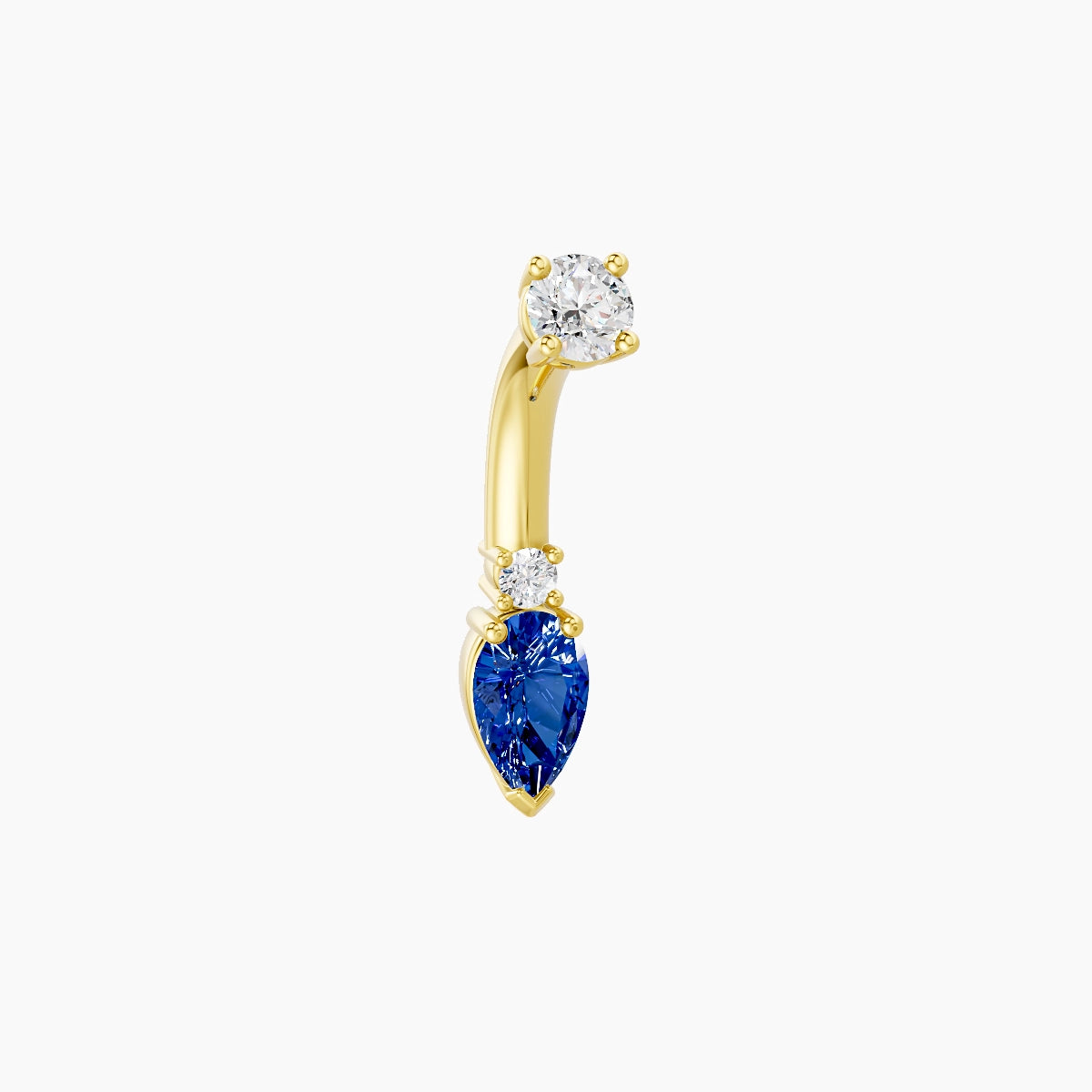 Skadi | 18k Yellow Gold 7 mm 6 mm Sapphire & Diamond Belly Piercing
