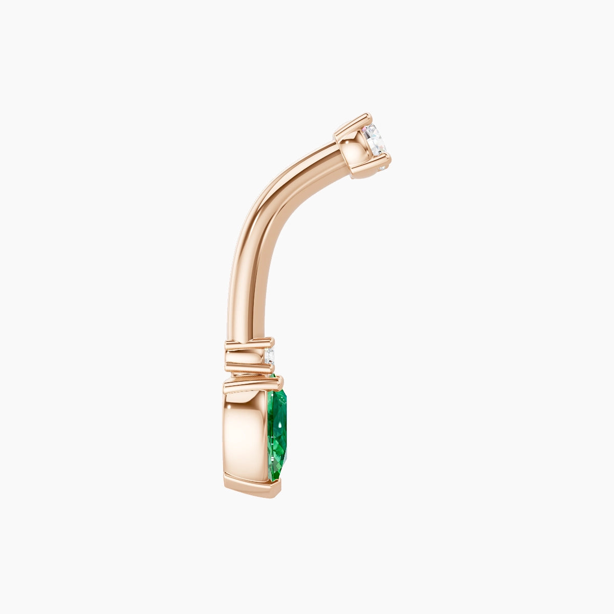 Skadi | 18k Rose Gold 7 mm 8 mm Emerald & Diamond Belly Piercing
