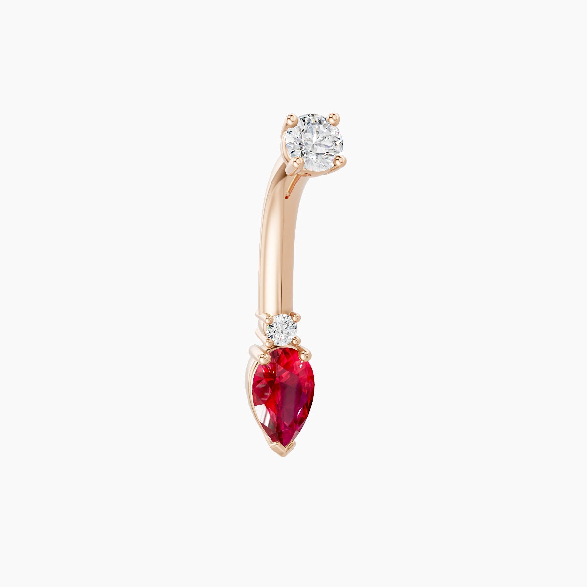 Skadi | 18k Rose Gold 7 mm 8 mm Ruby & Diamond Belly Piercing