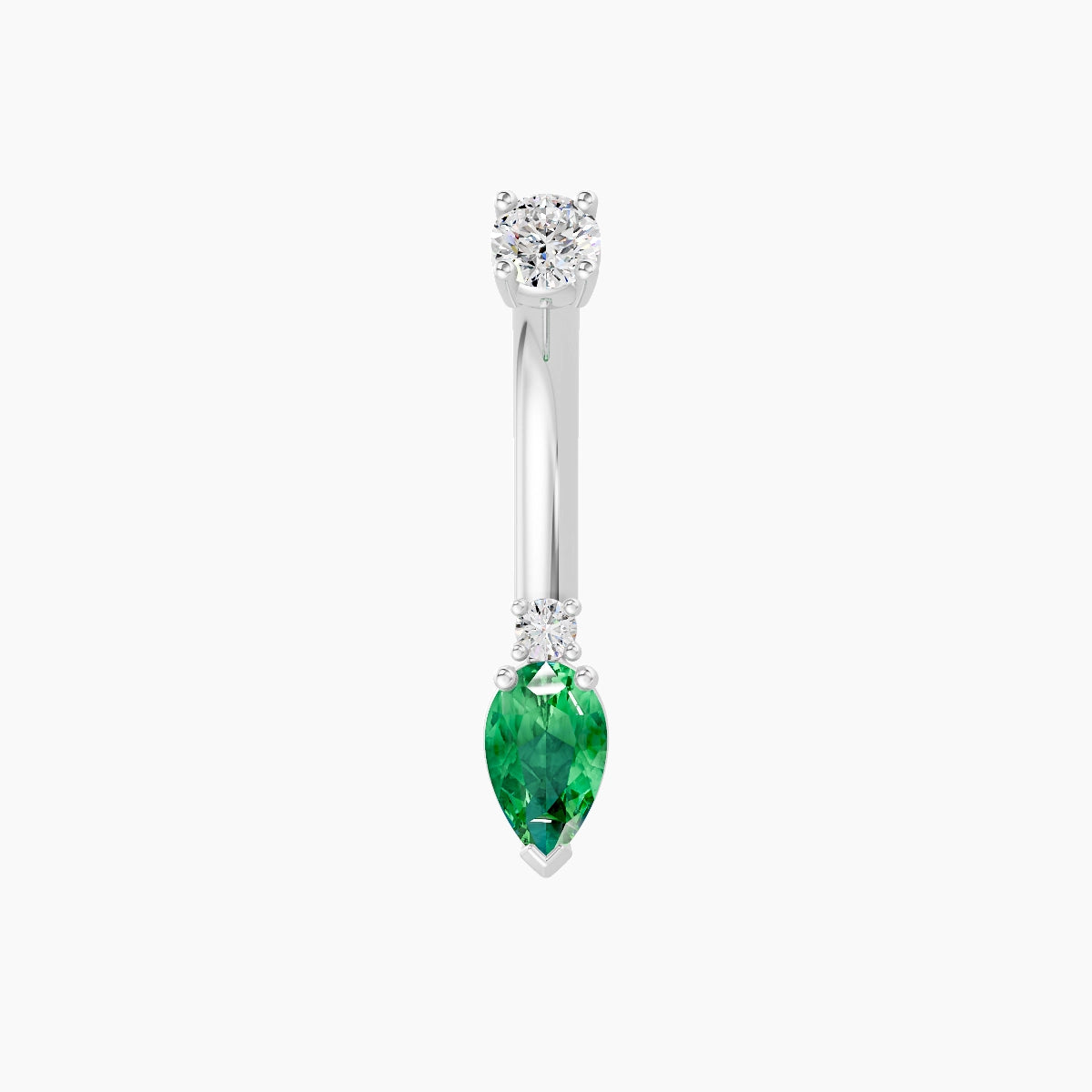Skadi | 18k White Gold 7 mm 8 mm Emerald & Diamond Belly Piercing