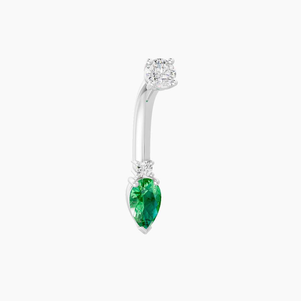 Skadi | 18k White Gold 7 mm 8 mm Emerald & Diamond Belly Piercing