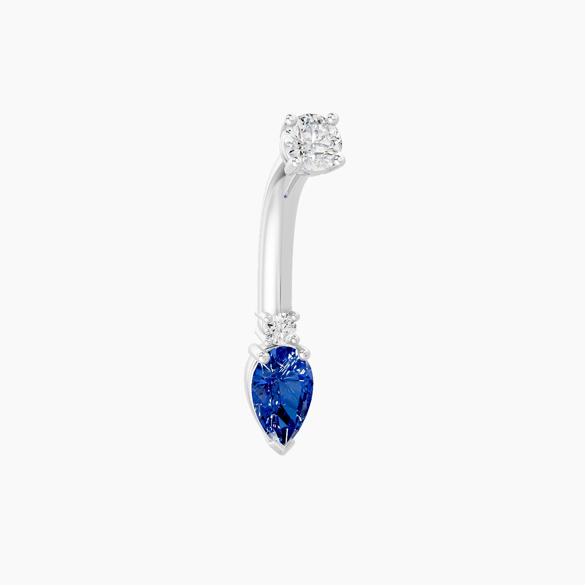 Skadi | 18k White Gold 7 mm 8 mm Sapphire & Diamond Belly Piercing