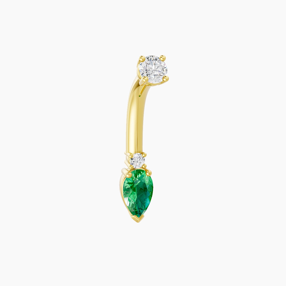 Skadi | 18k Yellow Gold 7 mm 8 mm Emerald & Diamond Belly Piercing