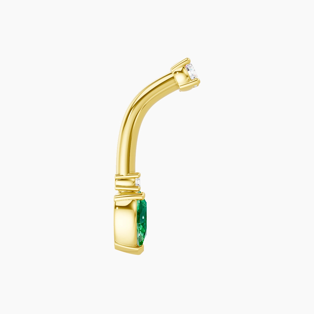 Skadi | 18k Yellow Gold 7 mm 8 mm Emerald & Diamond Belly Piercing