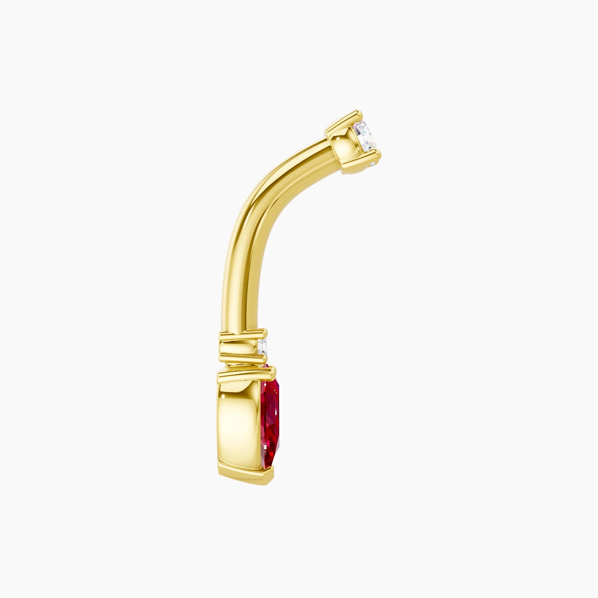 Skadi | 18k Yellow Gold 7 mm 8 mm Ruby & Diamond Belly Piercing