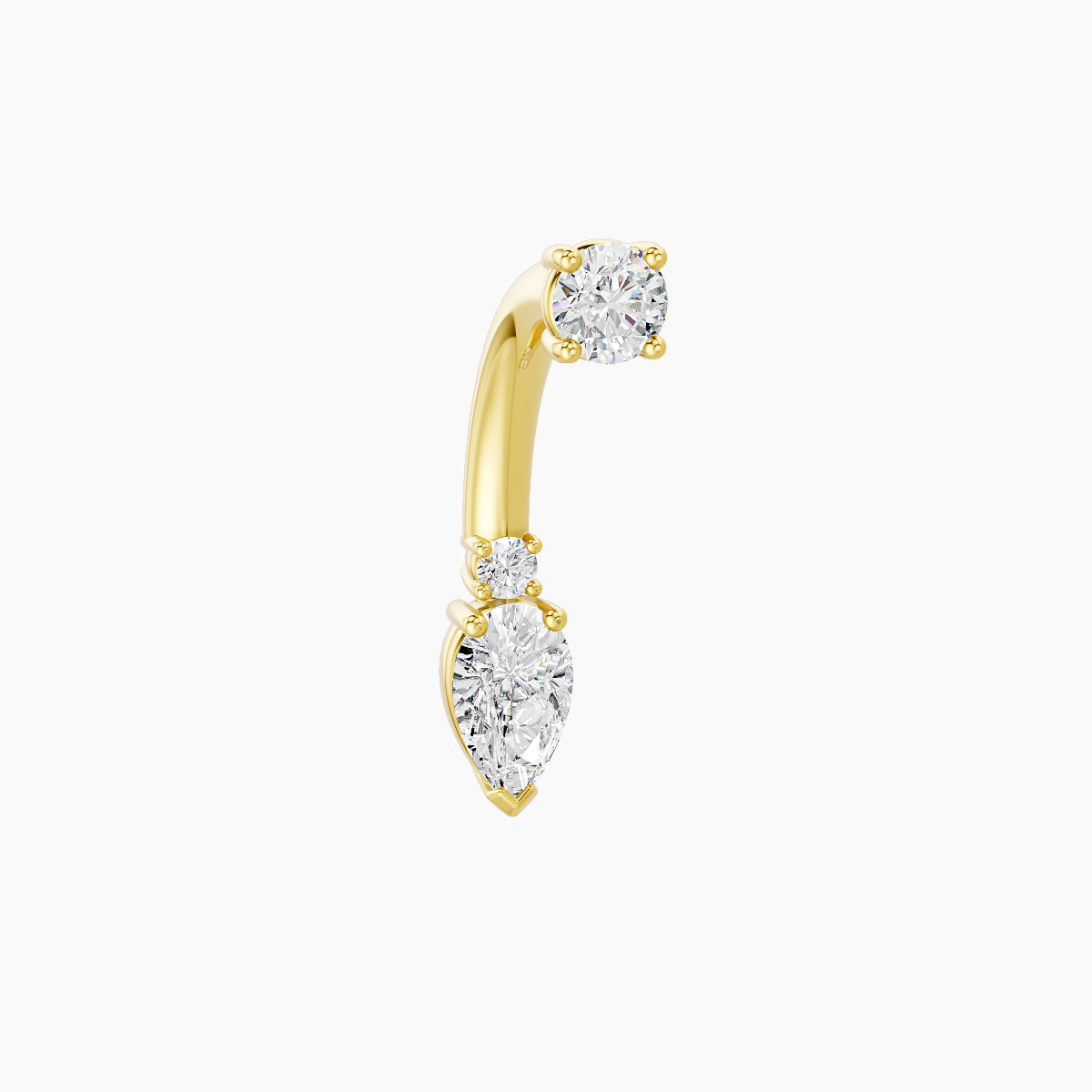 Skadi | 18k Yellow Gold 7 mm 8 mm Diamond Navel Piercing