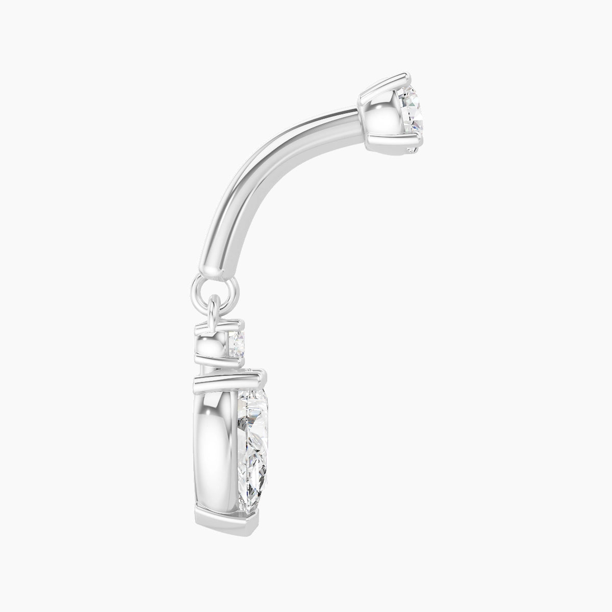 Skadi | Piercing Rook Diamant Or Blanc 18k Hypoallergénique 7 mm 6 mm