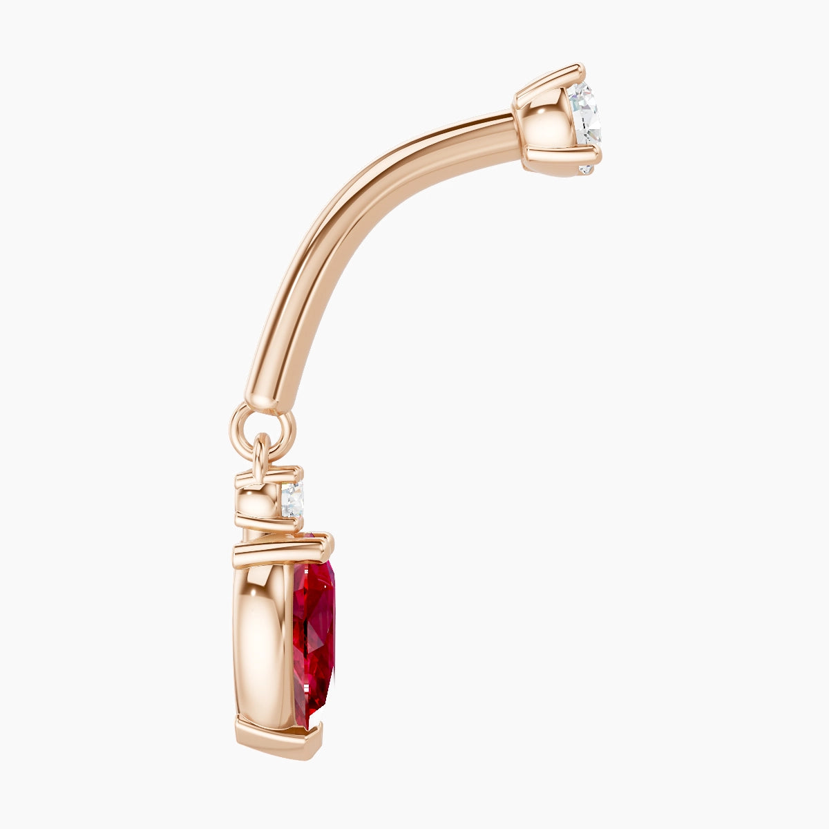 Skadi | 18k Rose Gold 8 mm Ruby & Diamond Rook Piercing