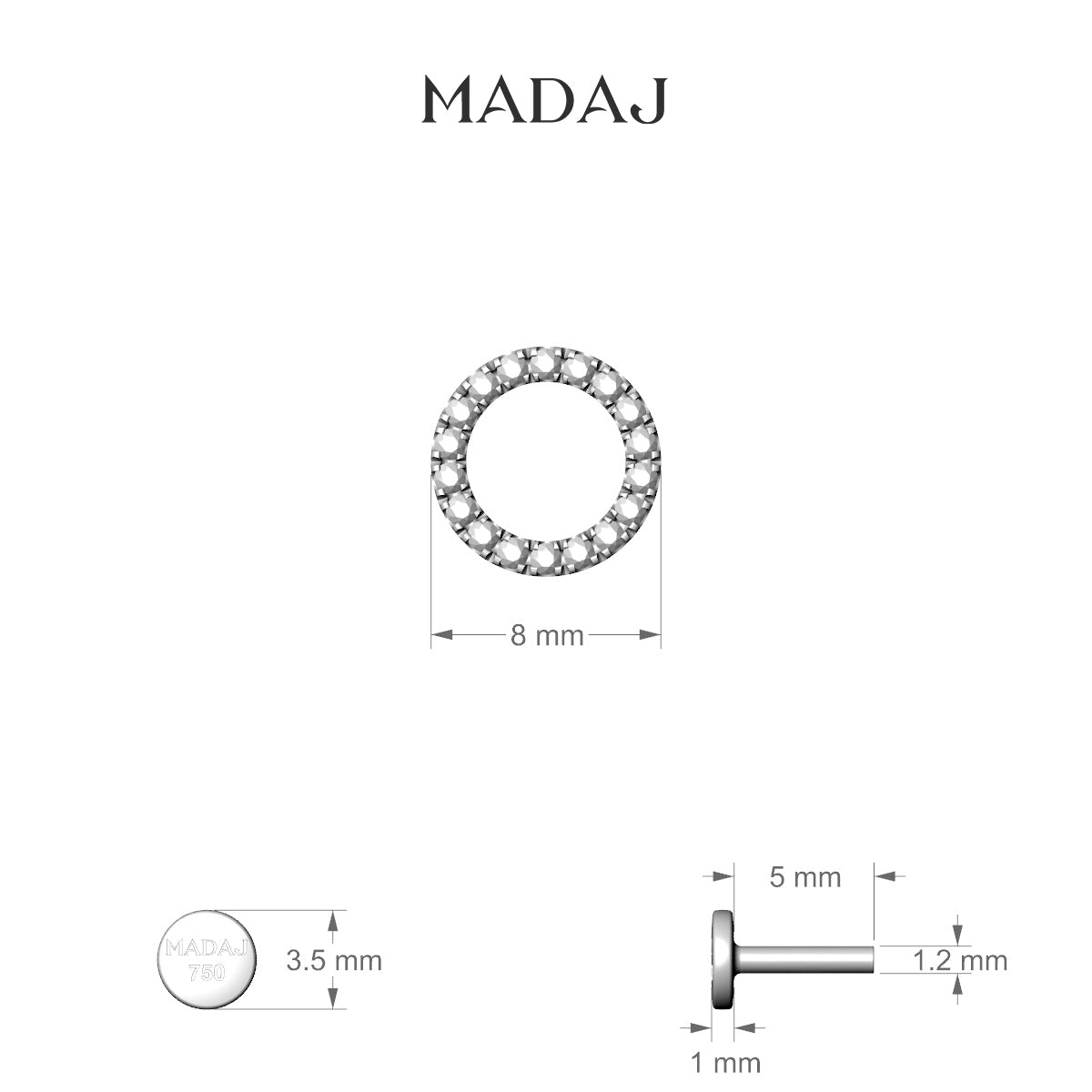 Sulis | 18k White Gold 5 mm 8 mm Ruby Piercing