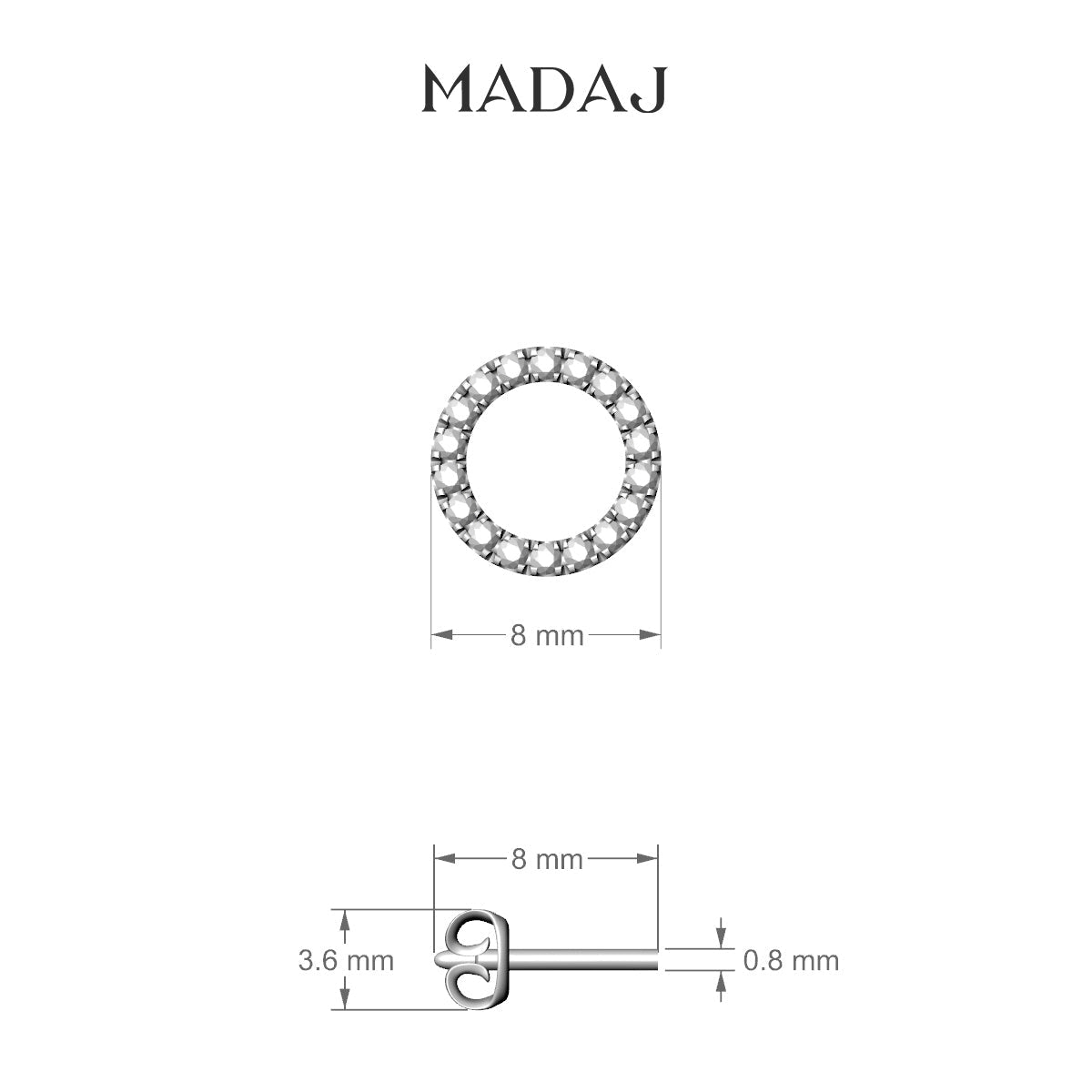 Sulis | 18k White Gold 8 mm Diamond Earring