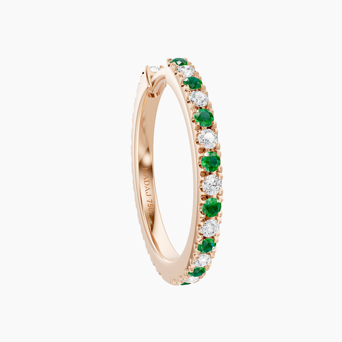 Terra | 18k Rose Gold 11 mm Emerald & Diamond Hoop Piercing