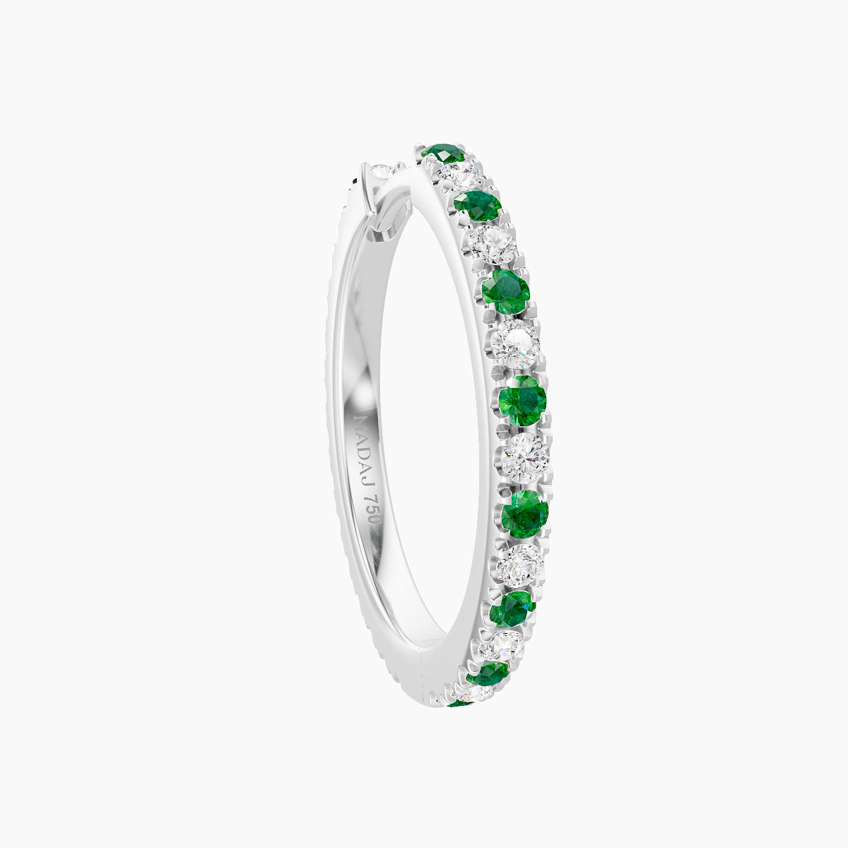 Terra | 18k White Gold 11 mm Emerald & Diamond Hoop Piercing