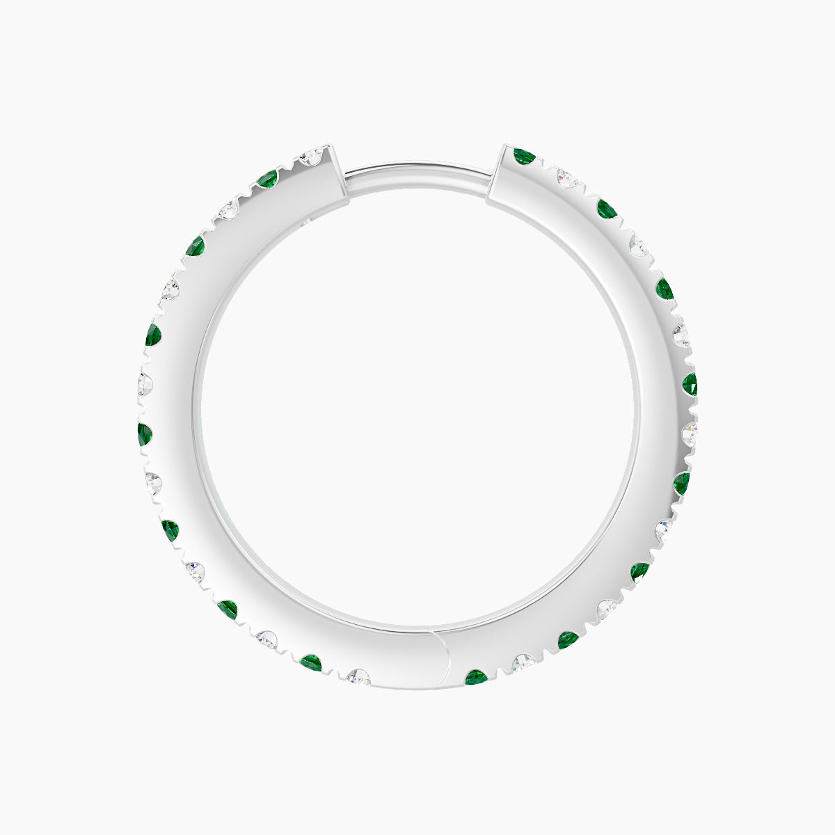 Terra | 18k White Gold 11 mm Emerald & Diamond Hoop Piercing
