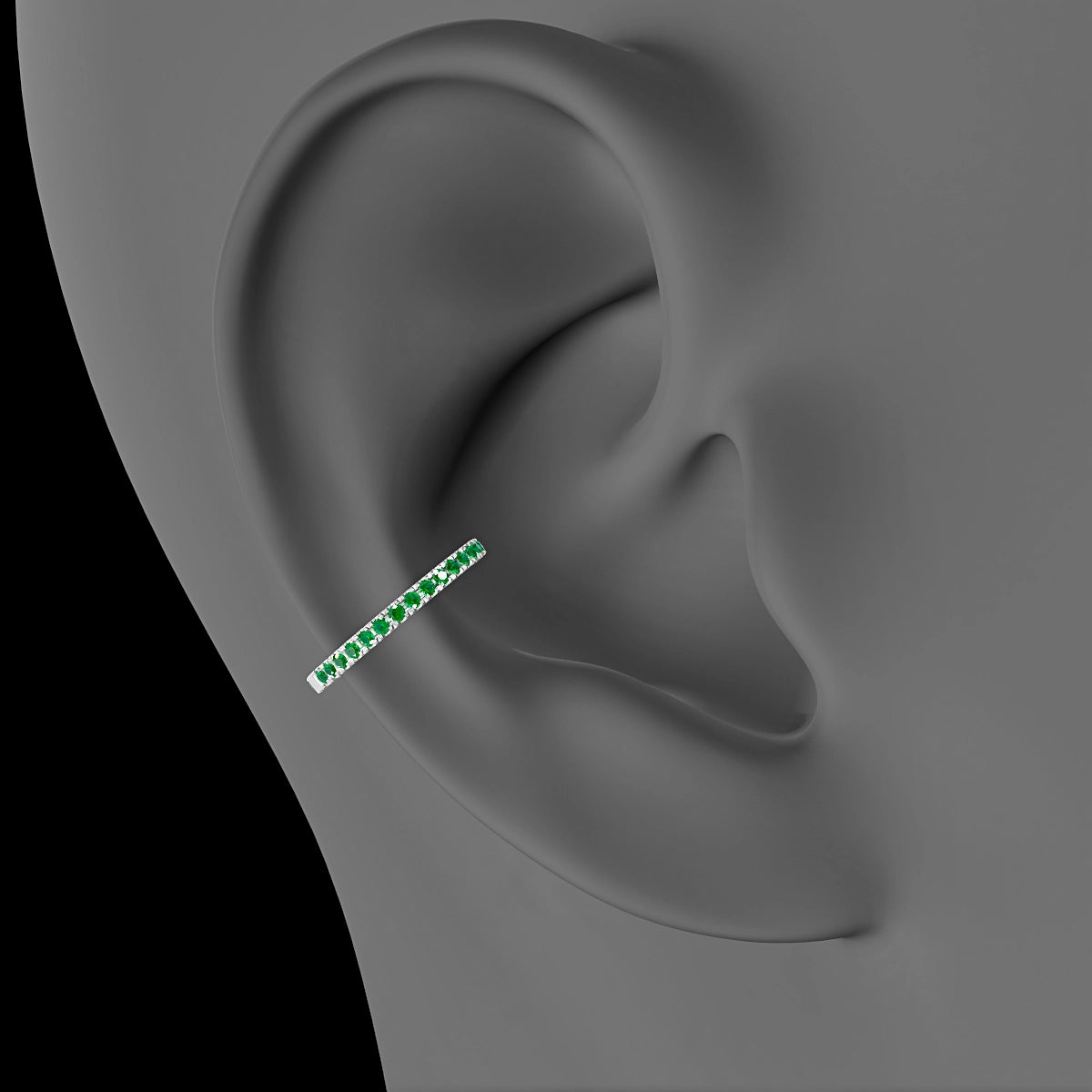 Terra | 18k White Gold 11 mm Emerald Hoop Piercing