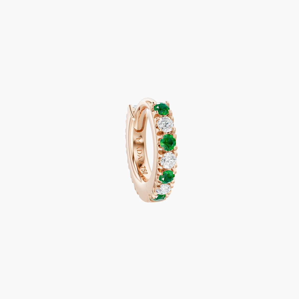 Terra | 18k Rose Gold 5 mm Emerald & Diamond Hoop Piercing