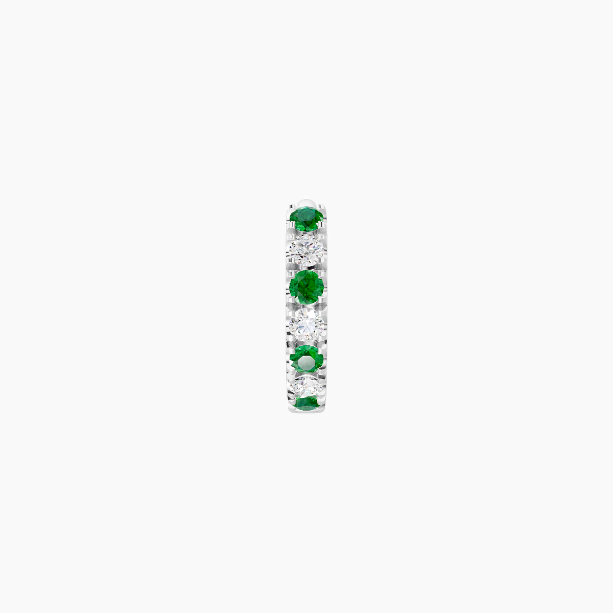 Terra | 18k White Gold 5 mm Emerald & Diamond Hoop Piercing